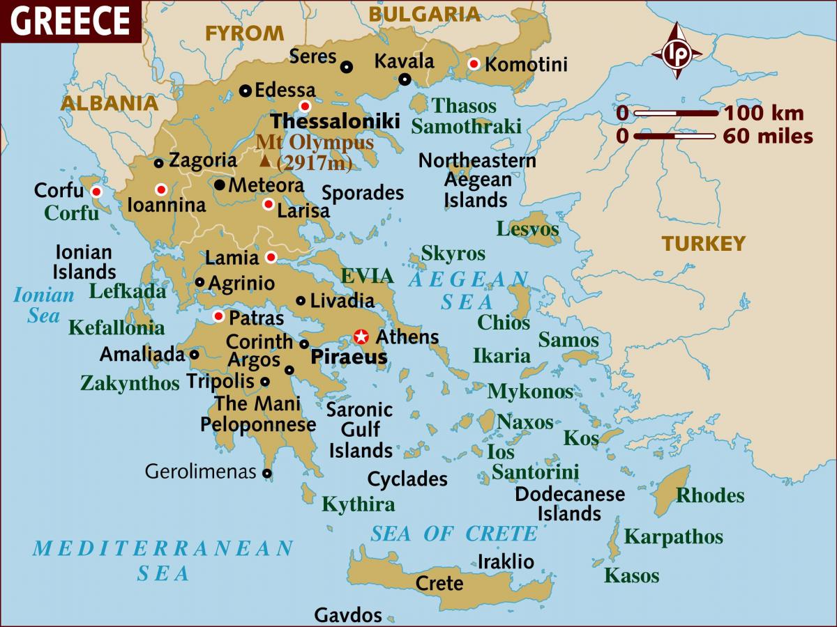 Grecia en un mapa