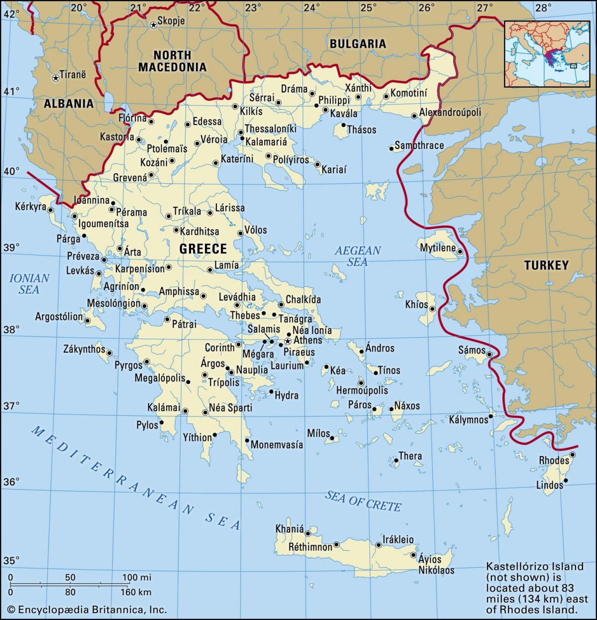 Mapa del país Grecia