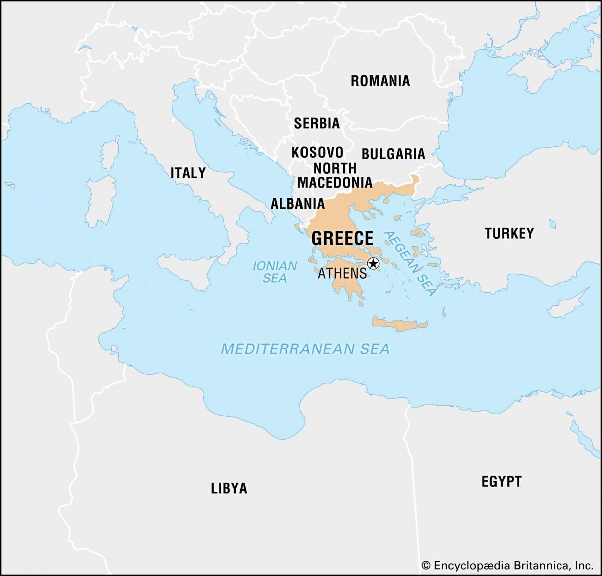 Mapa de Grecia y países limítrofes