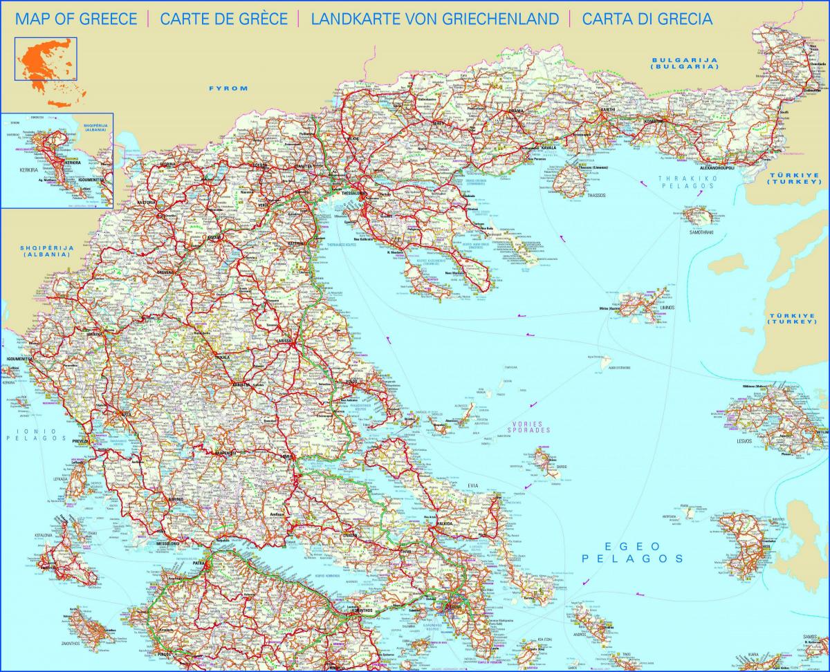 Mapa de la autopista de Grecia