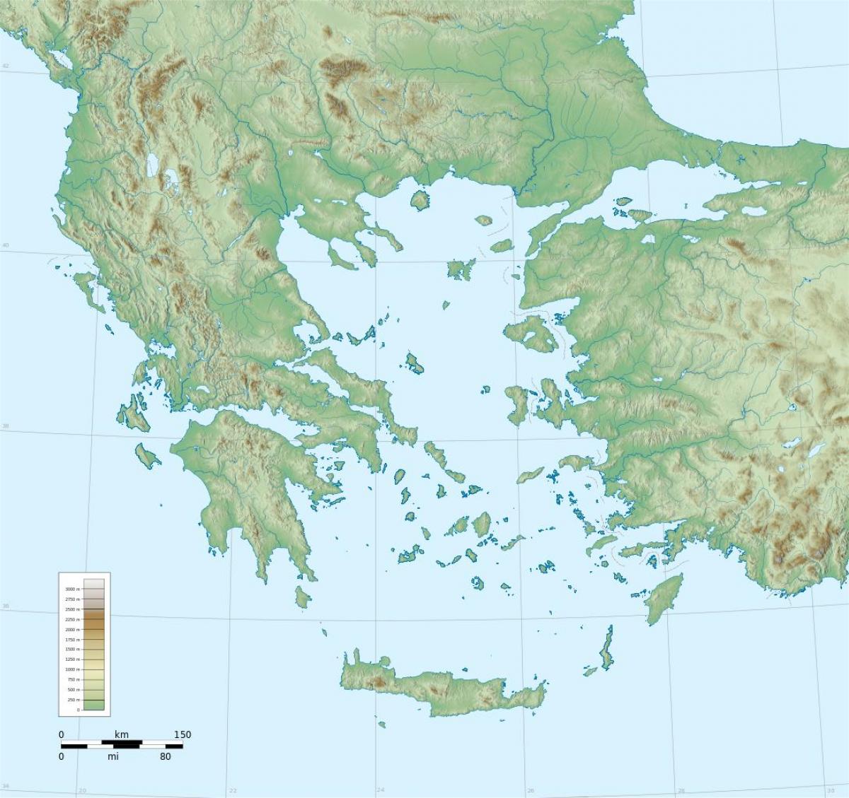 Mapa topográfico de Grecia